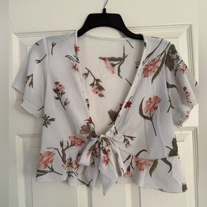 Floral Tie-Front Blouse
